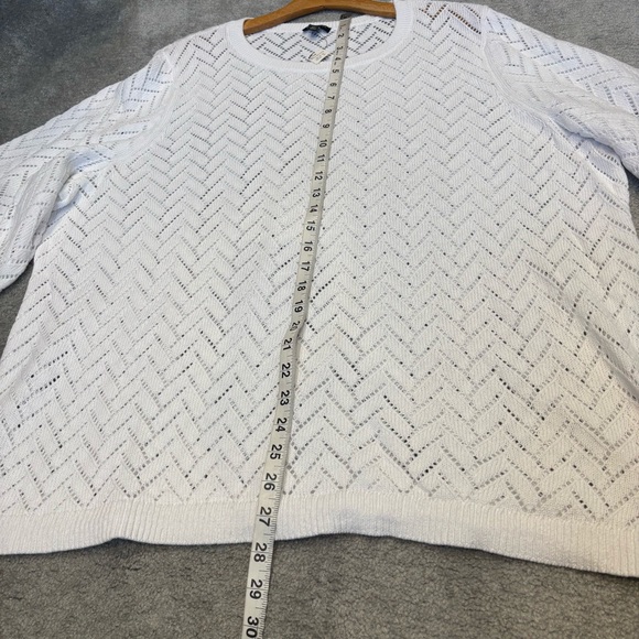 NWT Talbots Plus 3X Sweater Pointelle Round Neck White - Picture 8 of 9